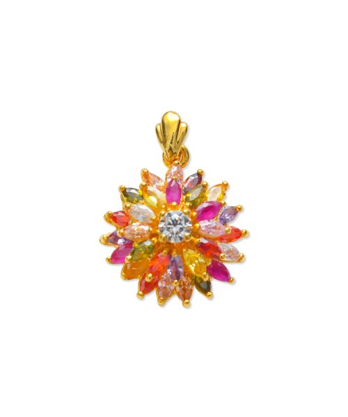 Cubic Flower Pendant & Earring Set