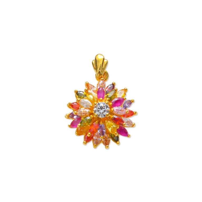 Cubic Flower Pendant & Earring Set