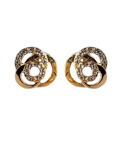 Small Metal & Stone Rose Earring