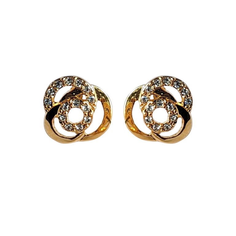 Small Metal & Stone Rose Earring