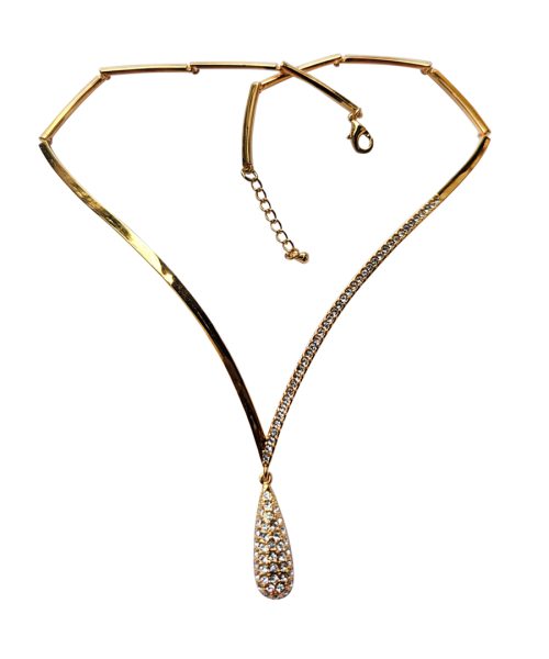 V-Shape Necklace With Tear Drop