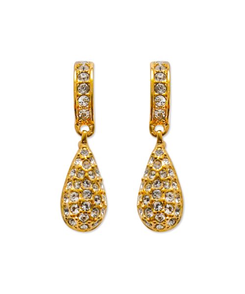 Gold drop earrings with crystal teardrop Sri Lanka