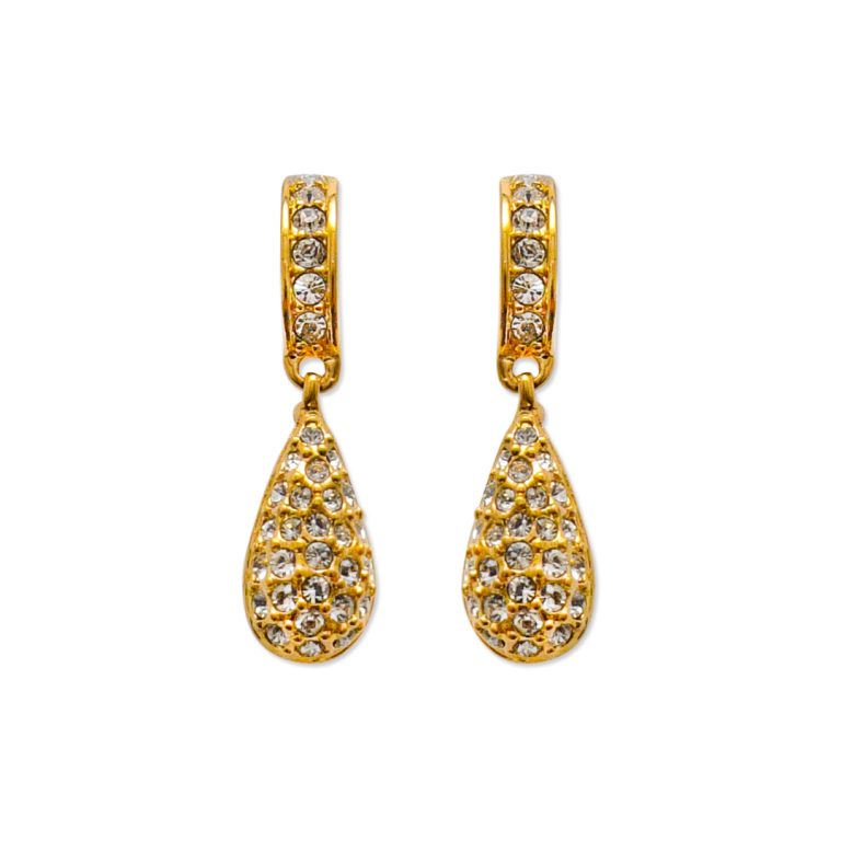 Gold drop earrings with crystal teardrop Sri Lanka