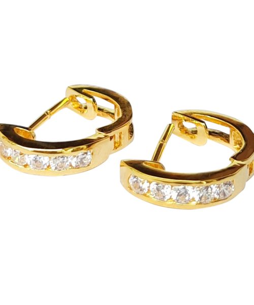 Stone / Metal Huggie Hoop Earring