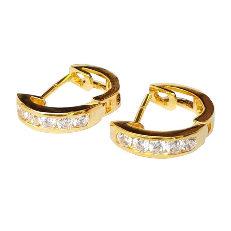 Stone / Metal Huggie Hoop Earring