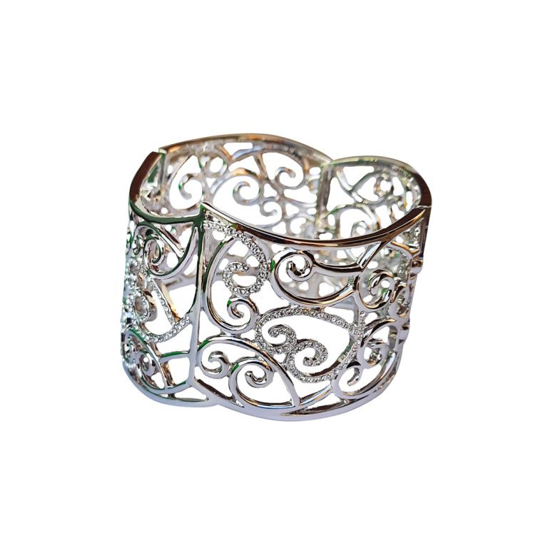 Broad Bangle With White Stones (Offer)