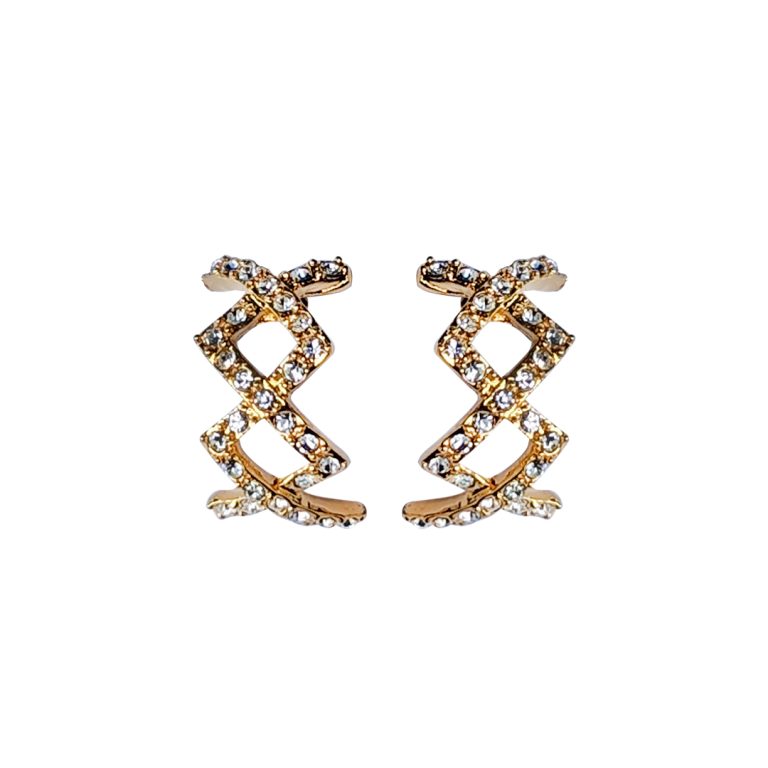 Diamond Crossed Half Gypsy Earring