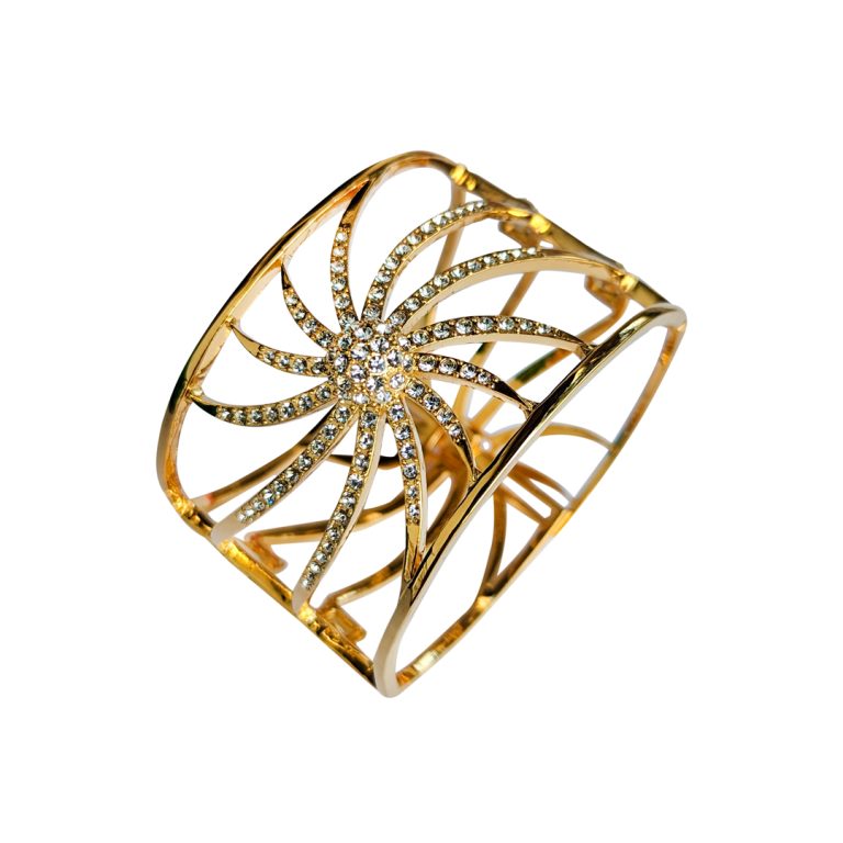 Flower Broad Bangle (Gold / Rose Gold / Silver)