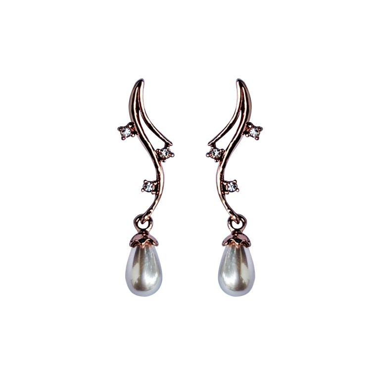 Stones & Teardrop Pearl Earring