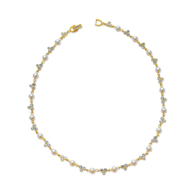 Dainty Three Stone Pearl Necklace