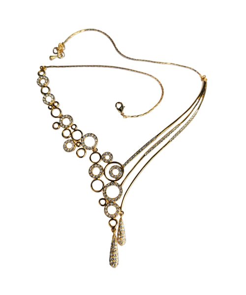 Stone & Metal Circle Teardrop Necklace