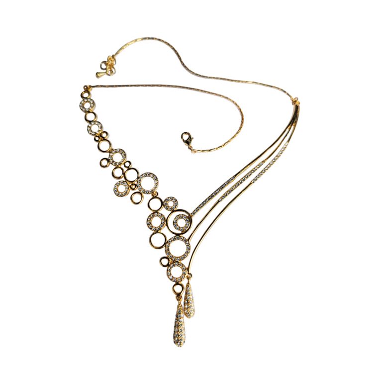 Stone & Metal Circle Teardrop Necklace