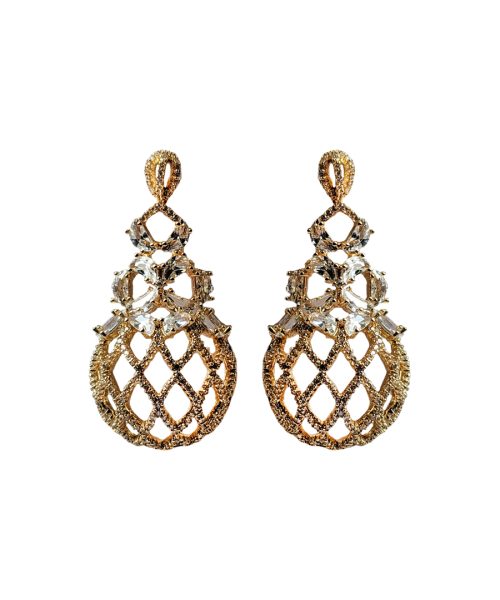 White Stone Chandelier Earrings
