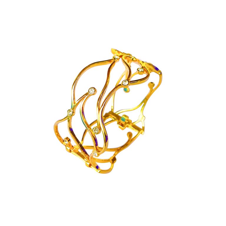 Wavy Stone Metal Bangle