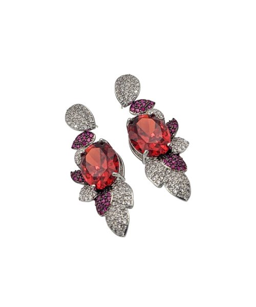 Viva Magenta & Purple Stone Mixed Earring