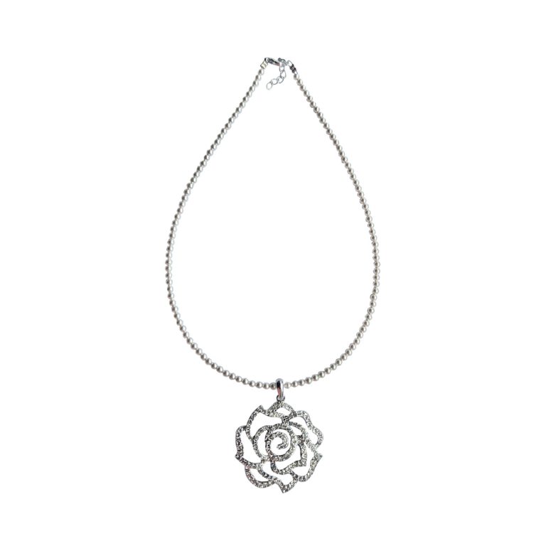 Single Pearl Strand Rose Necklace