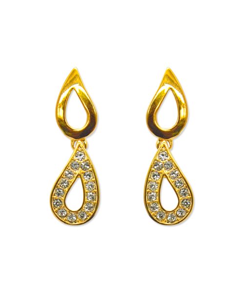 Metal & Stone Teardrop Earring