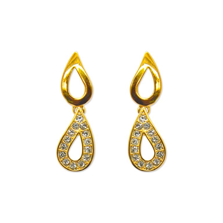 Metal & Stone Teardrop Earring