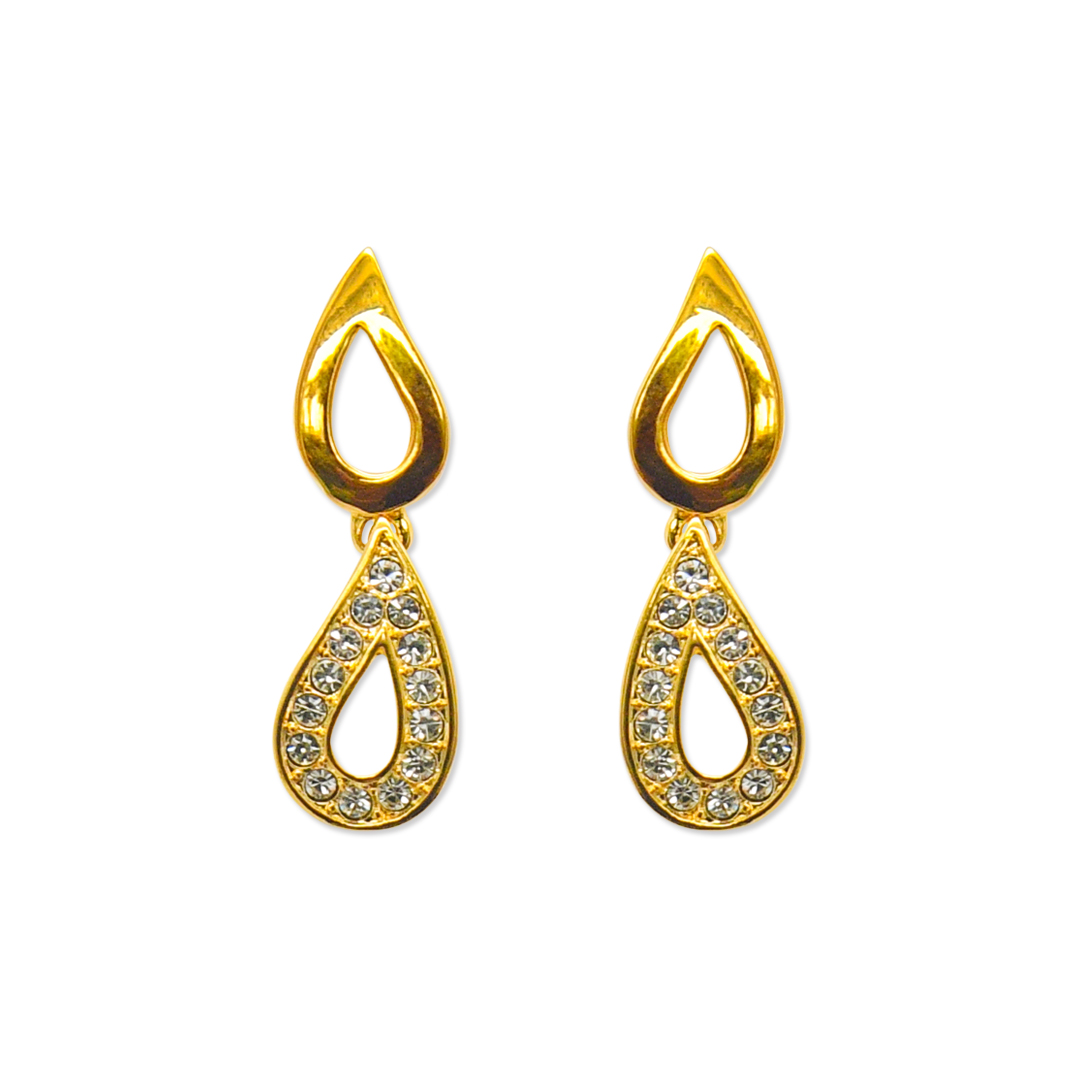 Metal & Stone Teardrop Earring