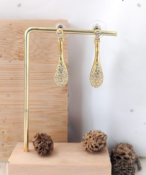 Metal & Stone Water Drop Earring