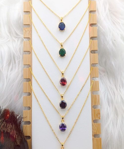 Single Stone Coloured Necklace Set