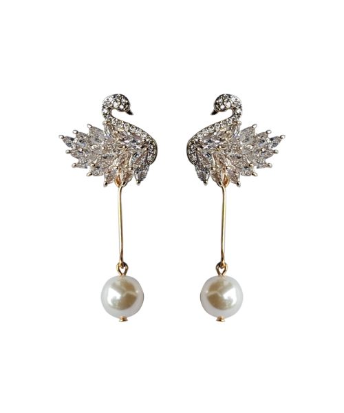 Swan Earring With Pearl Drop