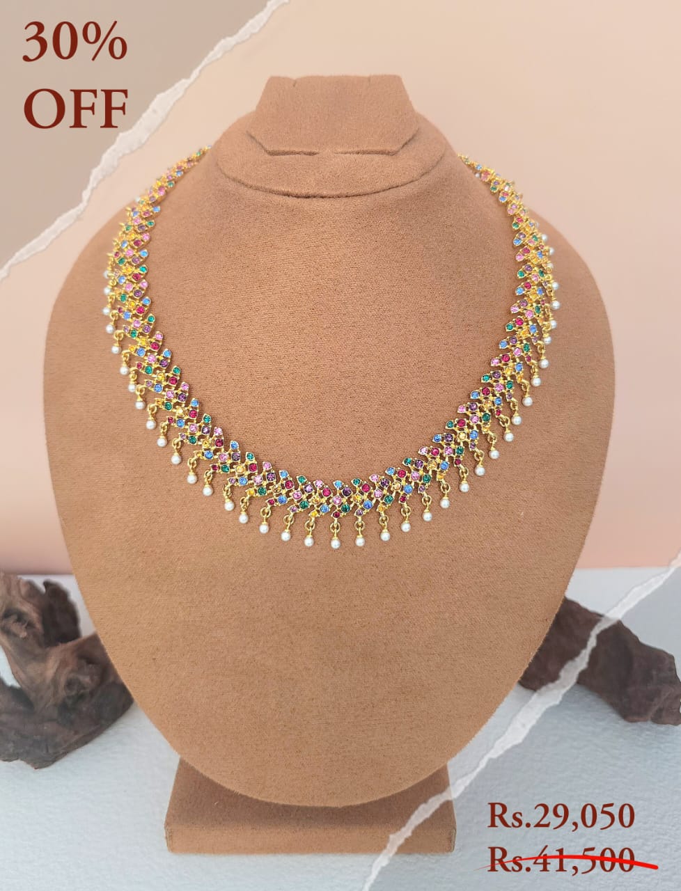 Dangling Pearl Stone Choker Necklace (EN) - Image 8