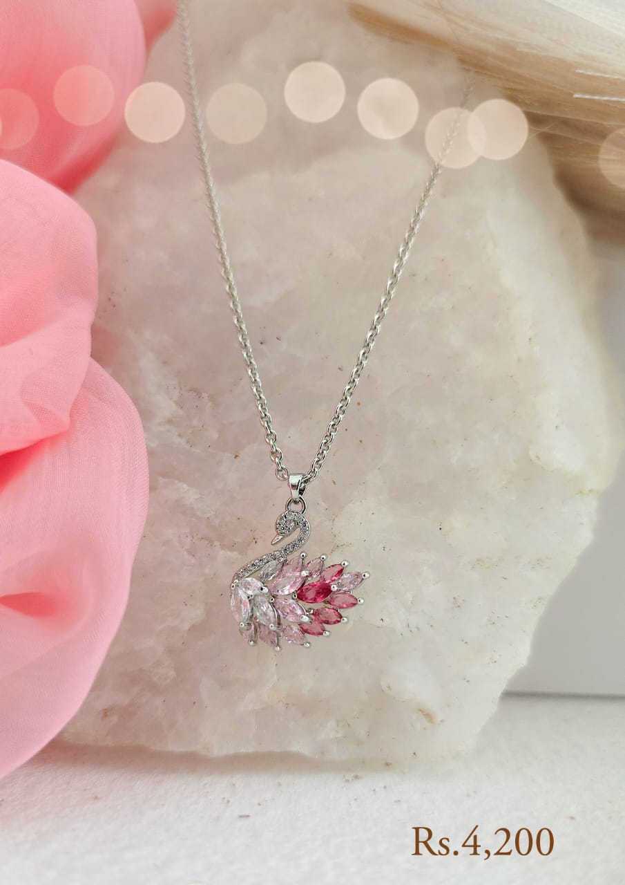 Swan Pendant Necklace Set - Image 3