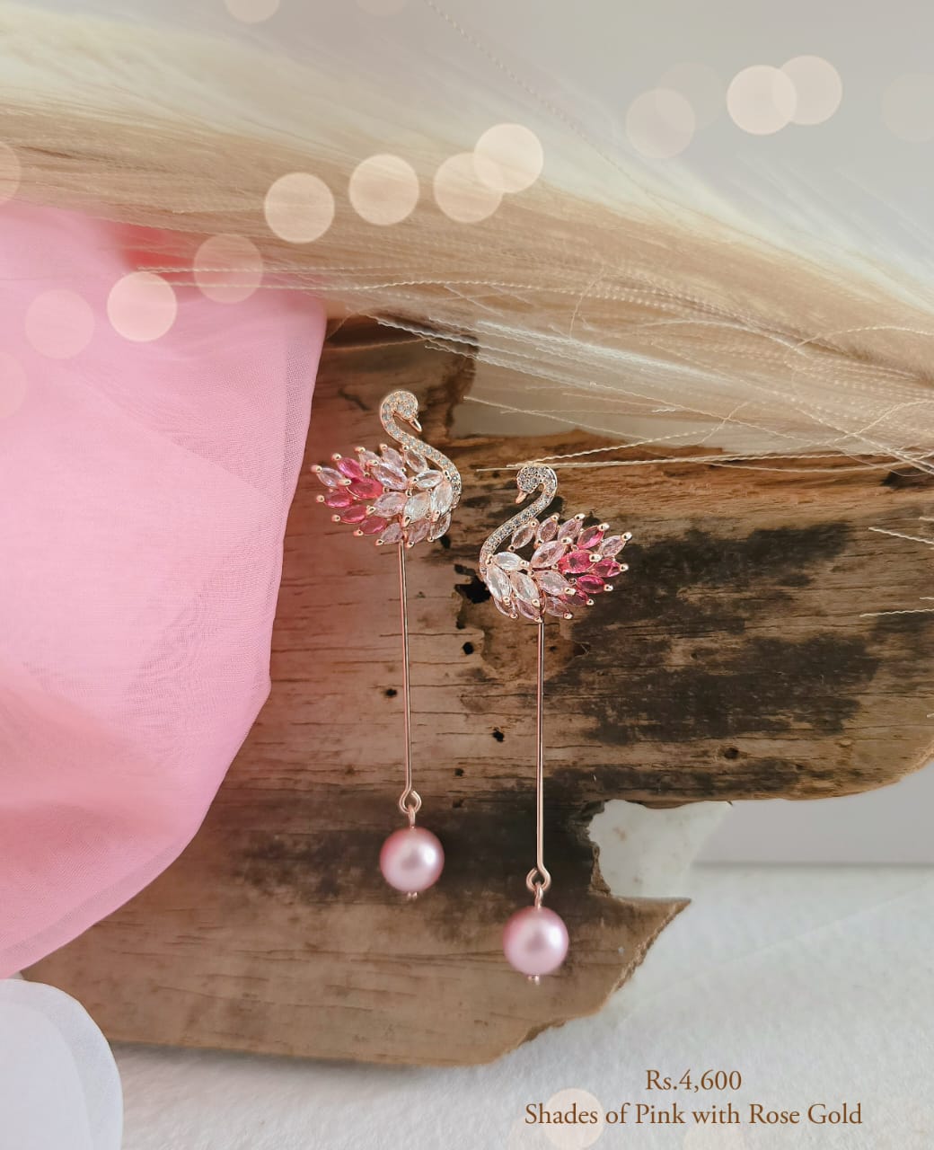 Swan Earring With Pearl Drop - Image 3