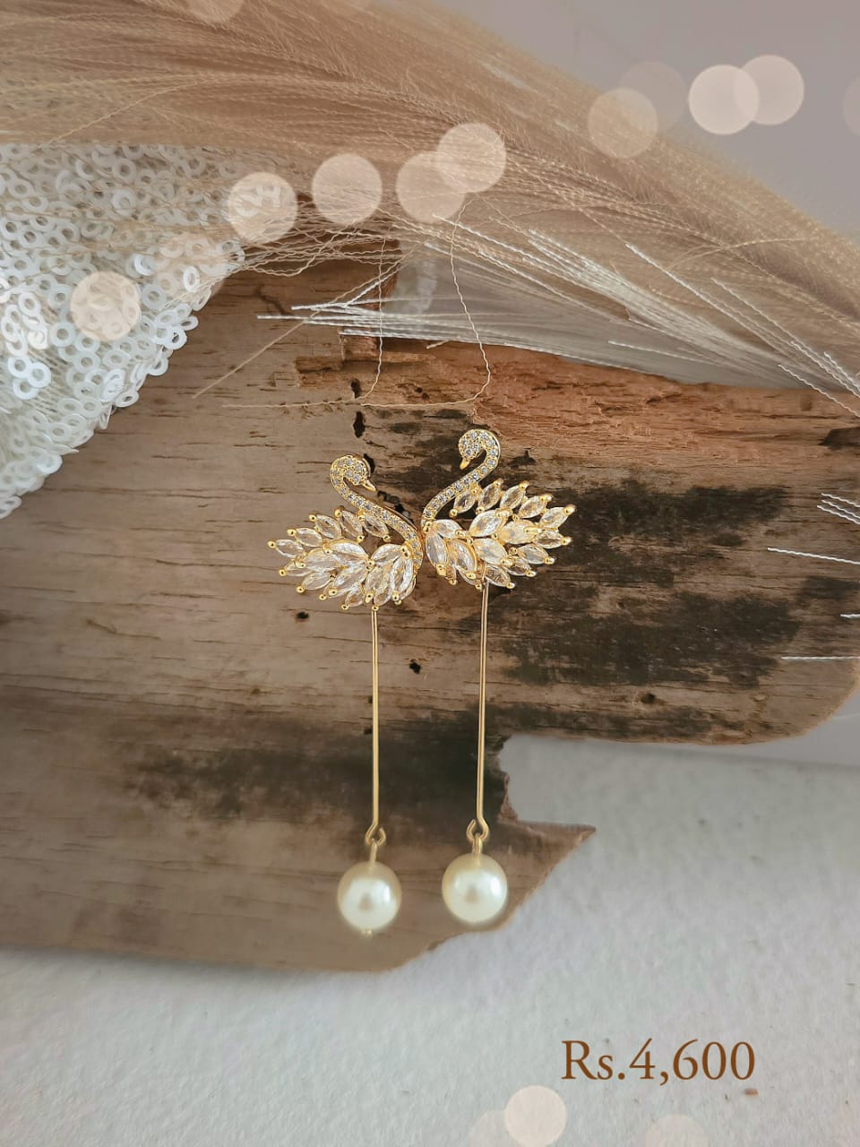 Swan Earring With Pearl Drop - Image 8