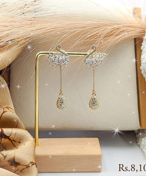 Swan Earring With Stone Drop