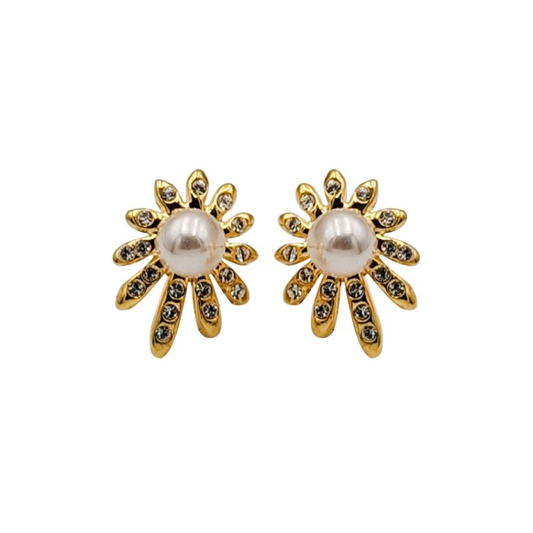 Starburst Flower Pearl Earring