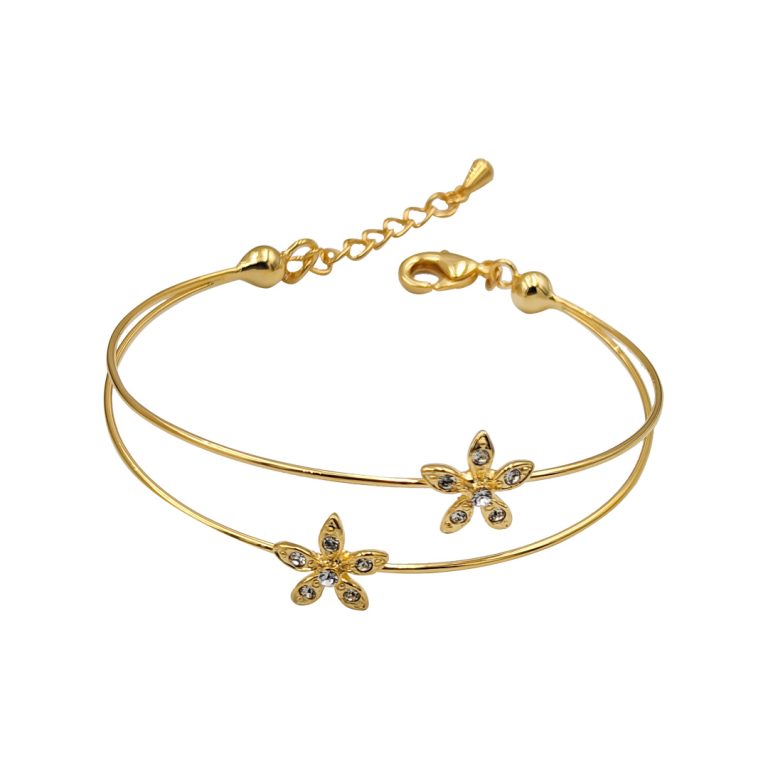 Small Five Petal Flower Bangle With Lock