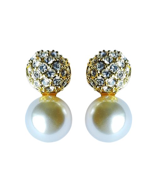 Pearl & Stone Ball Earring