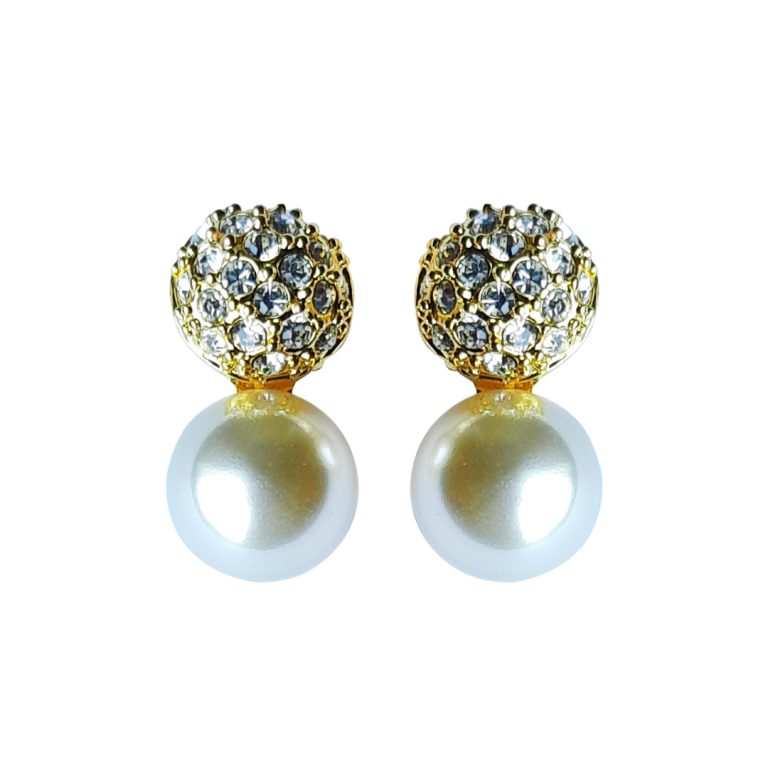 Pearl & Stone Ball Earring