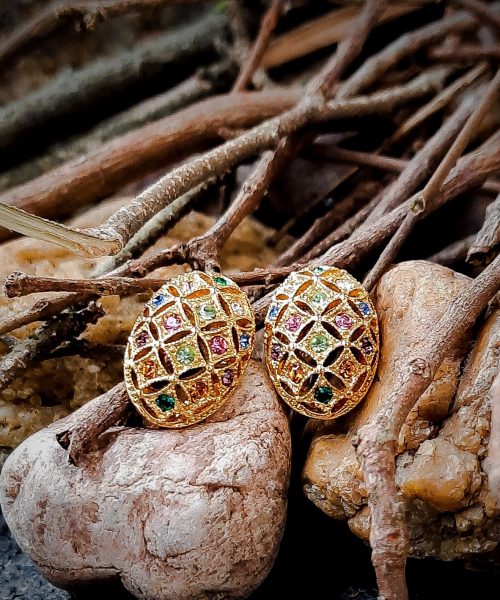 Oval Shape Multicoloured Earring