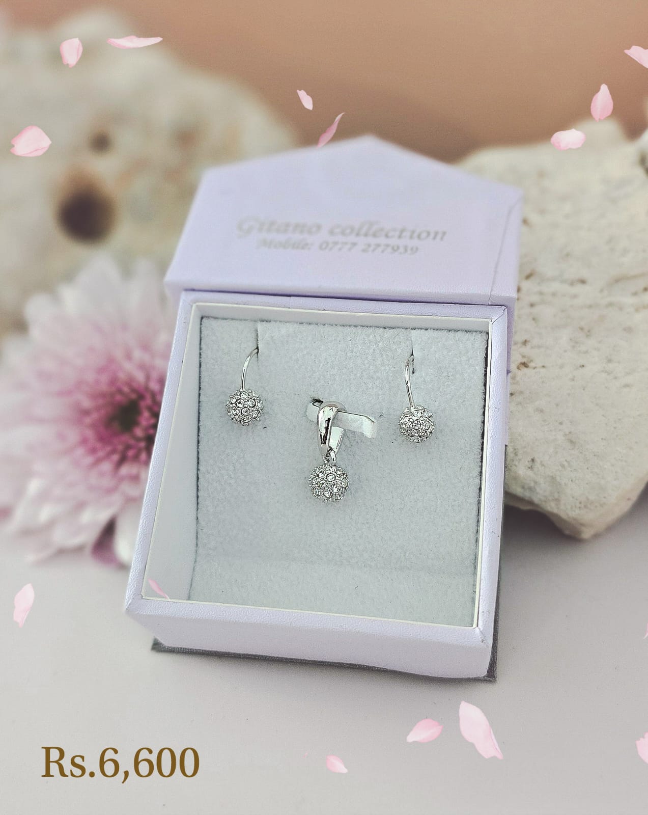 Small Ball Pendant & Hook Earrings Set