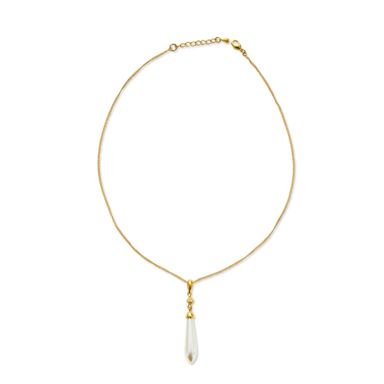 Long Pearl Teardrop Pendant & Necklace