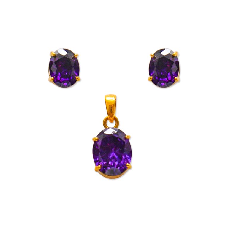 Coloured Stone pendant & Earring Set