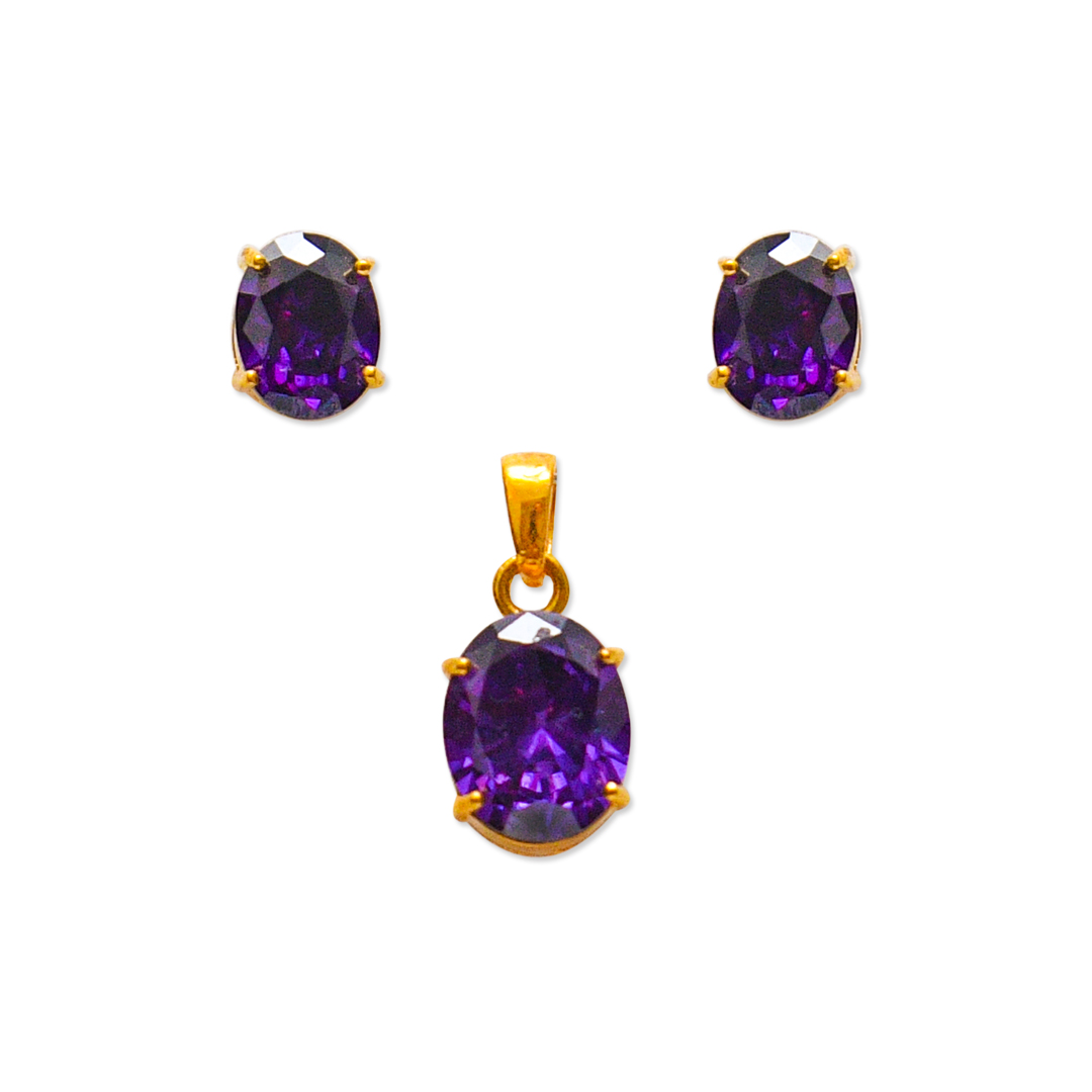 Coloured Stone pendant & Earring Set