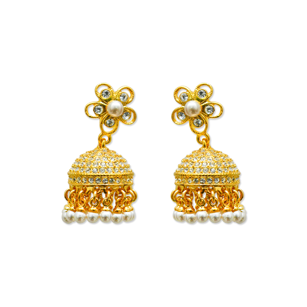Flower Pearl Tassel Small Earring (SK)