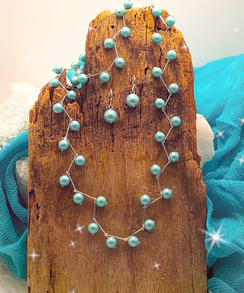 Simple Style Turquoise blue Pearl Set