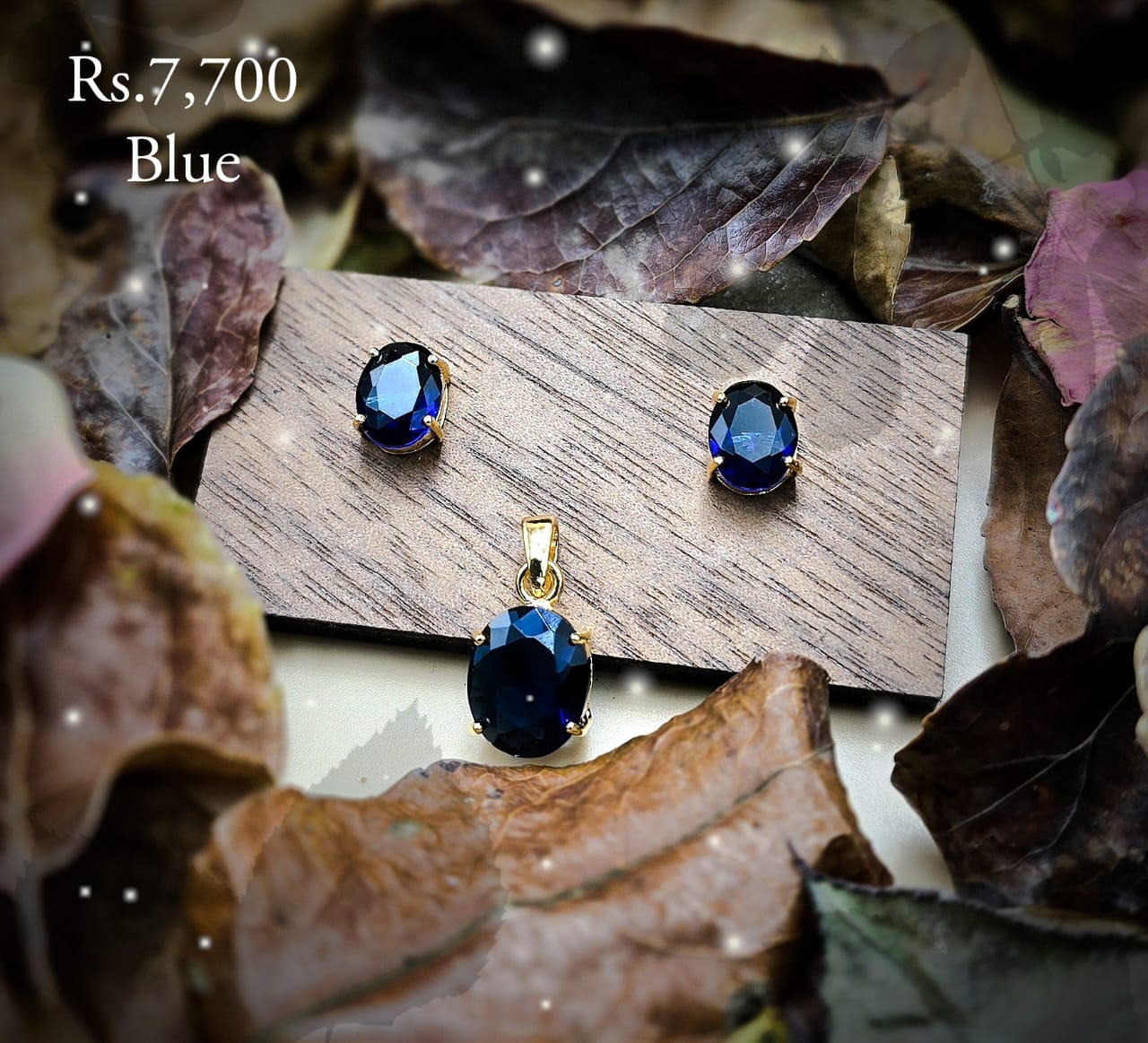 Coloured Stone pendant & Earring Set - Image 3