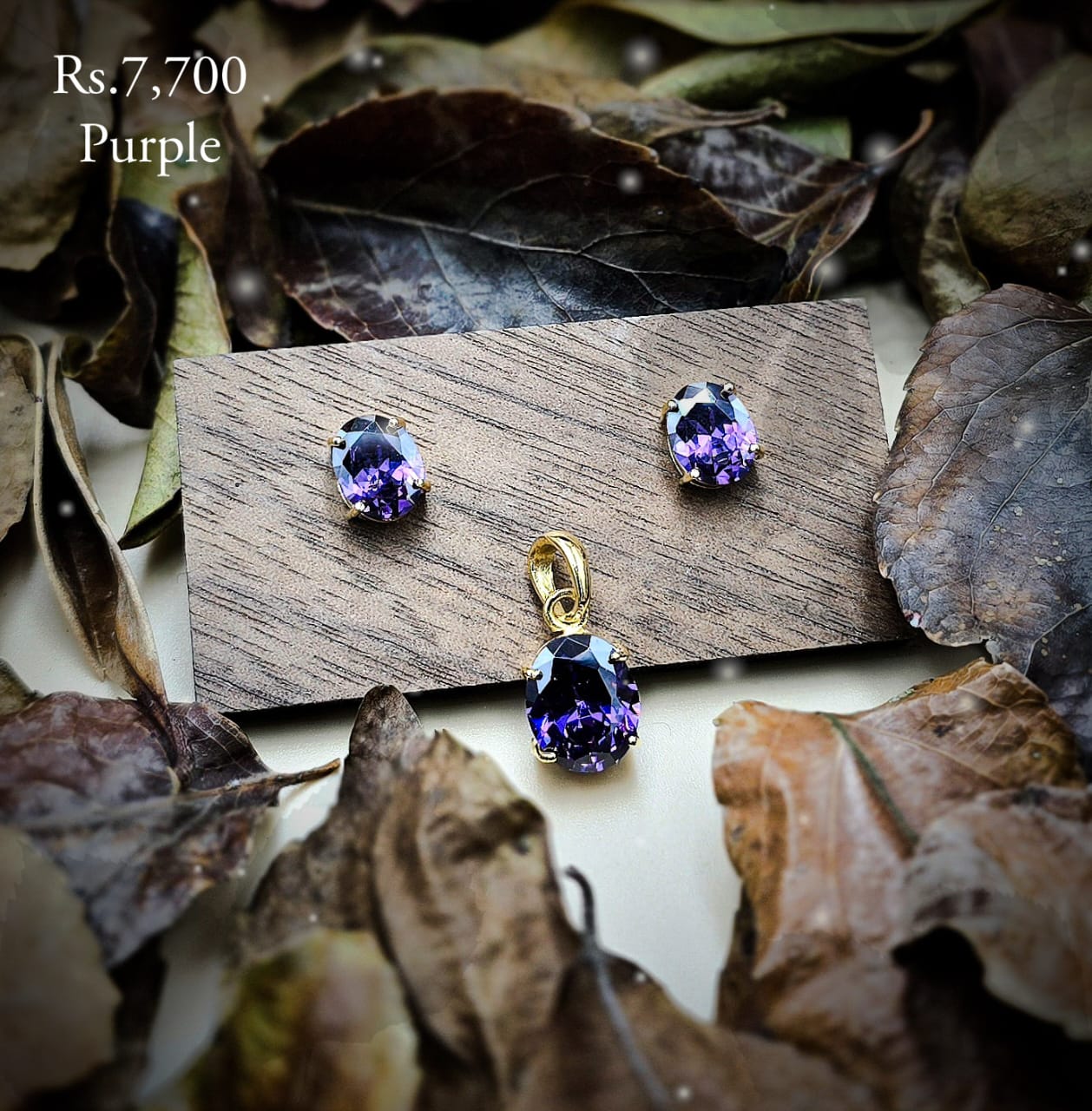 Coloured Stone pendant & Earring Set - Image 5