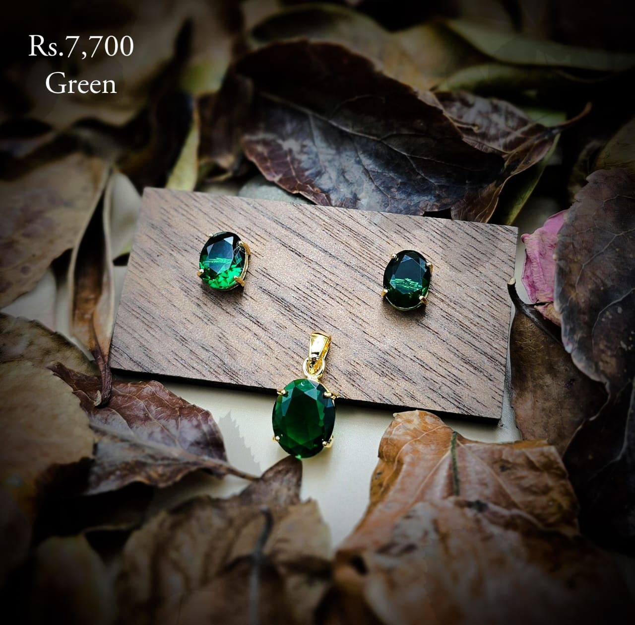 Coloured Stone pendant & Earring Set - Image 6