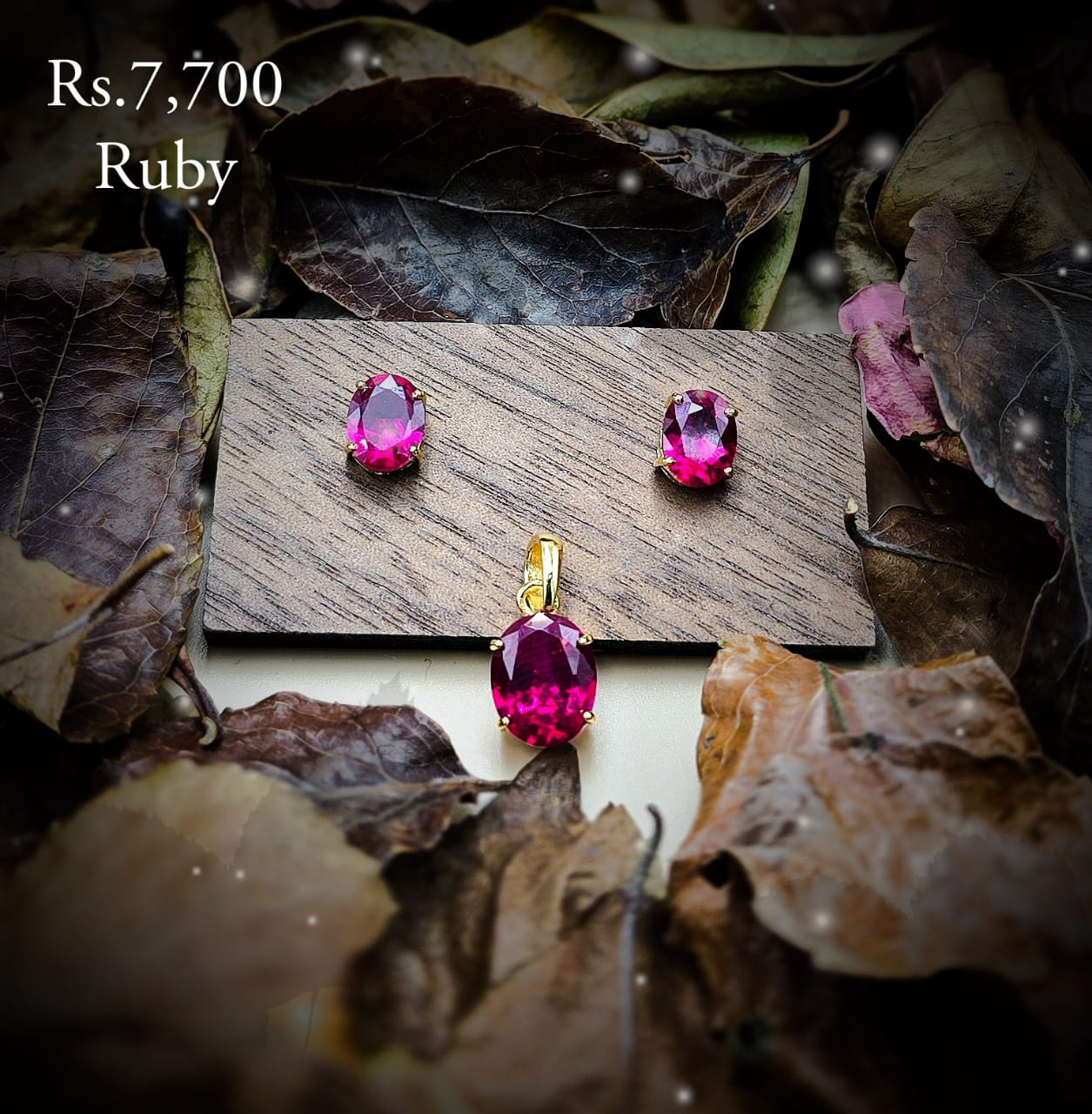Coloured Stone pendant & Earring Set - Image 7