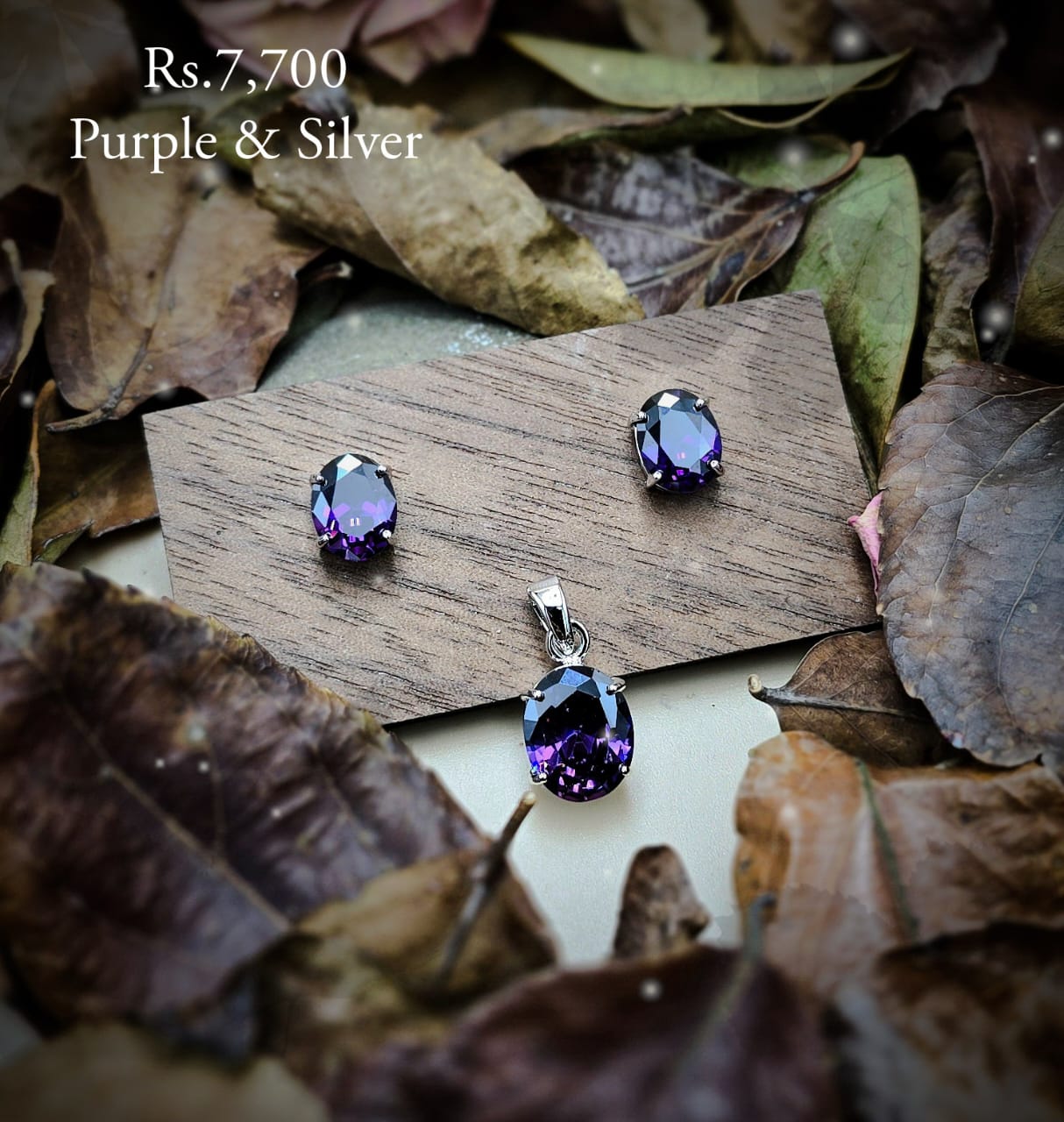 Coloured Stone pendant & Earring Set - Image 9