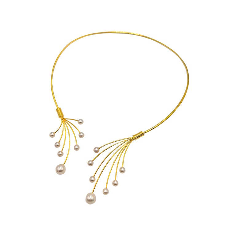 Front Open Pearl Drooping Necklace