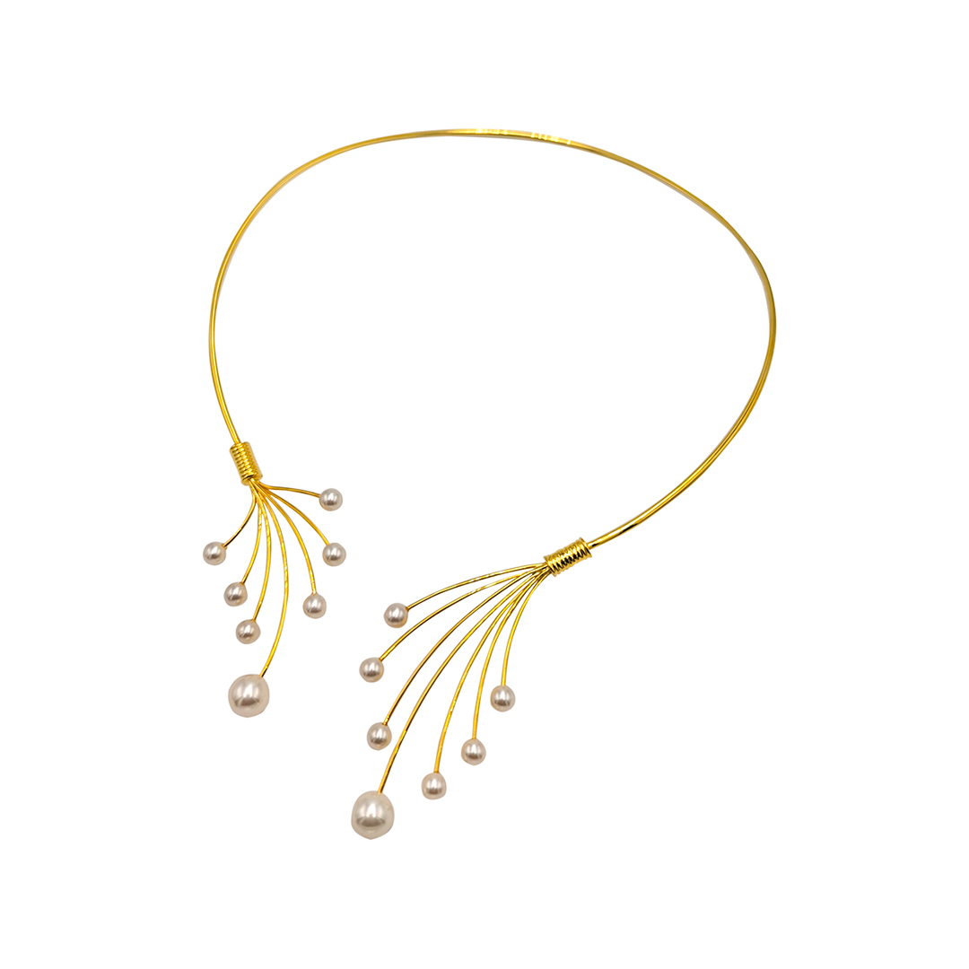 Front Open Pearl Drooping Necklace