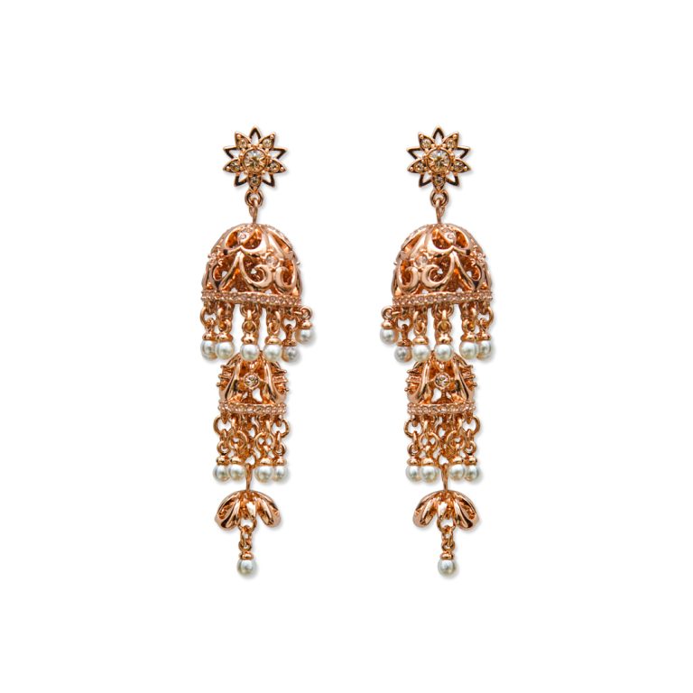 Tiered Pearl & Stone Tassel Earring